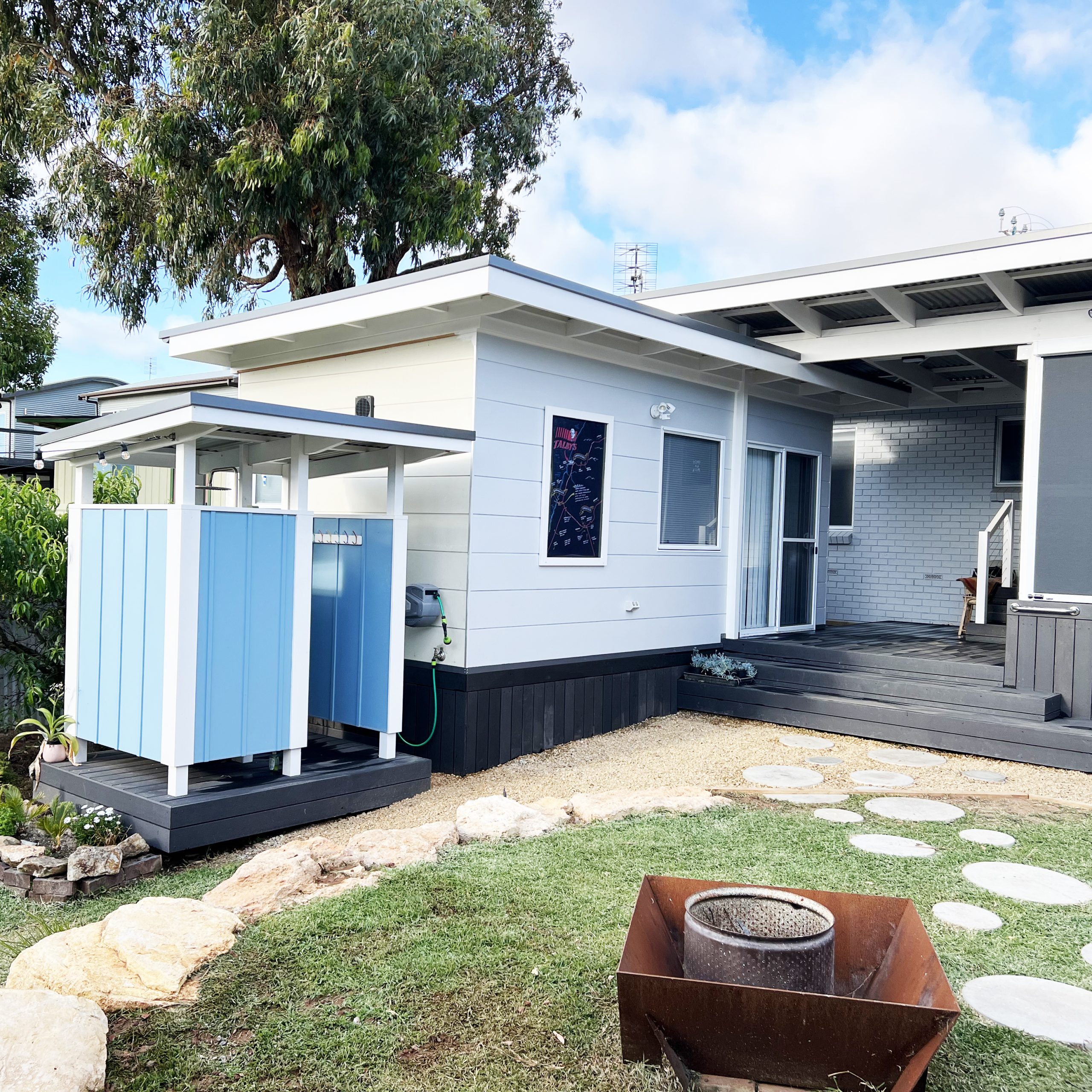 finished side of house