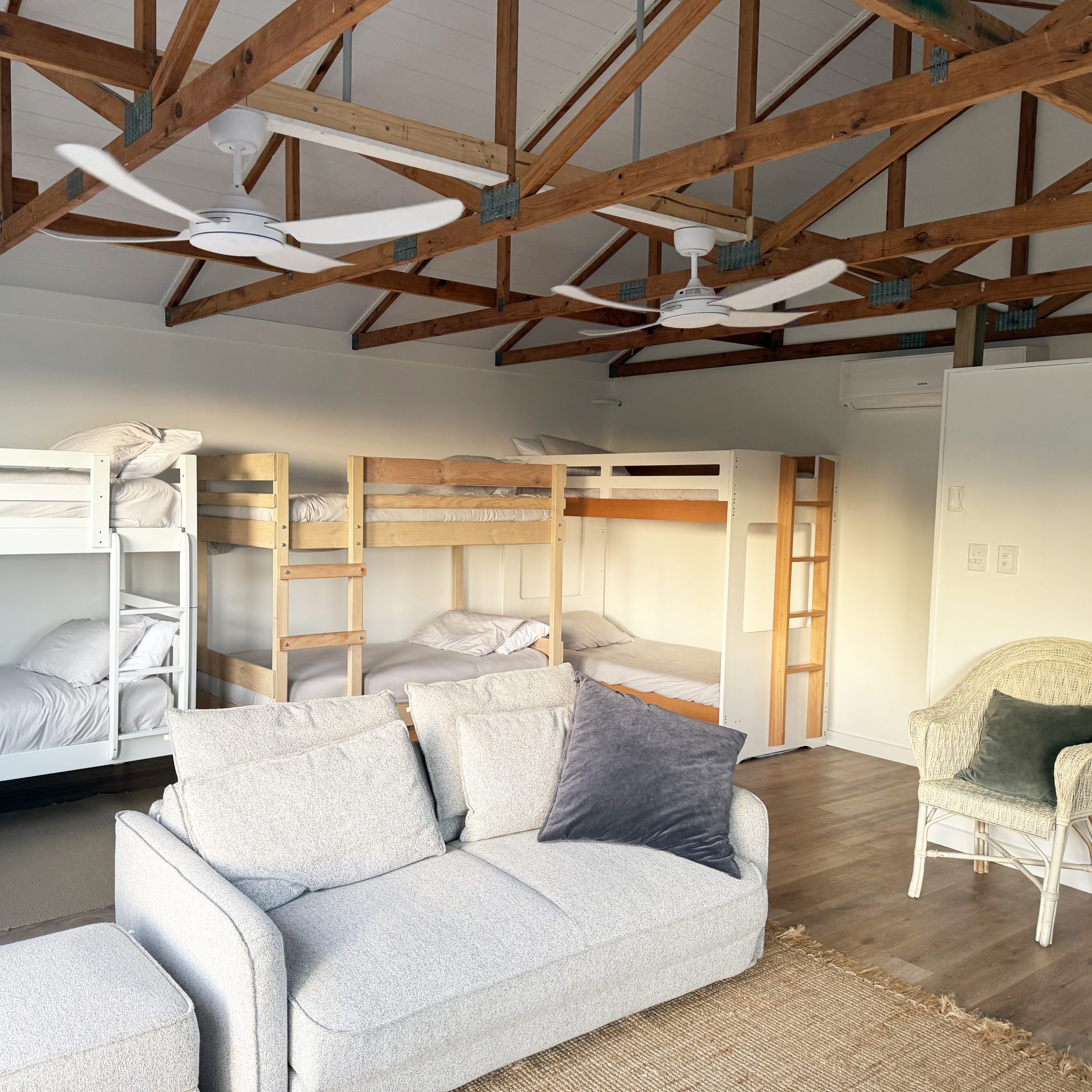 completed living area and beds